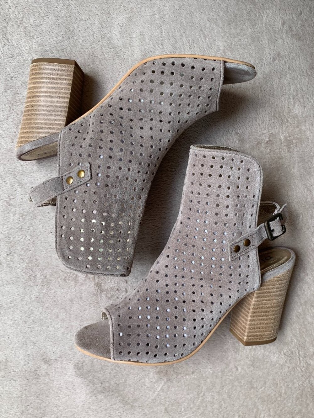 Diba True Its-A-Wrap Suede Hooded Block Heel Open Counter Peep Toe Booties